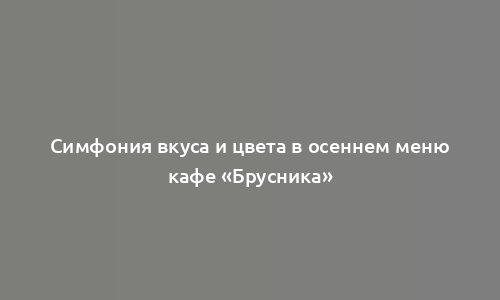 Симфония вкуса и цвета в осеннем меню кафе «Брусника»