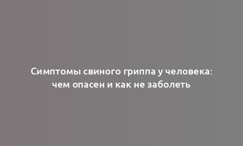 Симптомы свиного гриппа у человека: чем опасен и как не заболеть