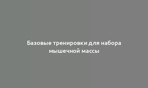 Базовые тренировки для набора мышечной массы