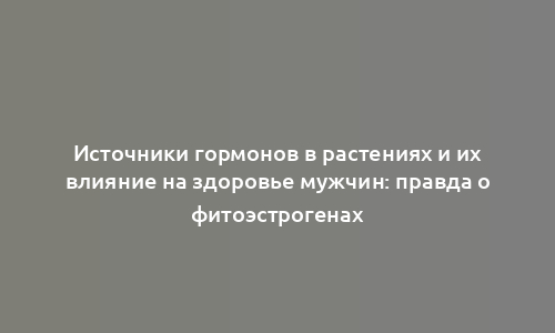 Источники гормонов в растениях и их влияние на здоровье мужчин: правда о фитоэстрогенах