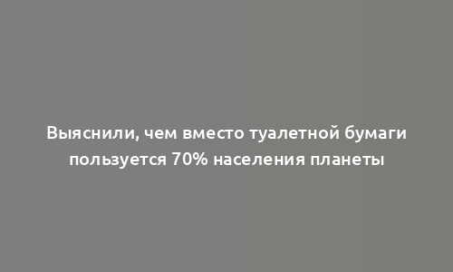 Выяснили, чем вместо туалетной бумаги пользуется 70% населения планеты