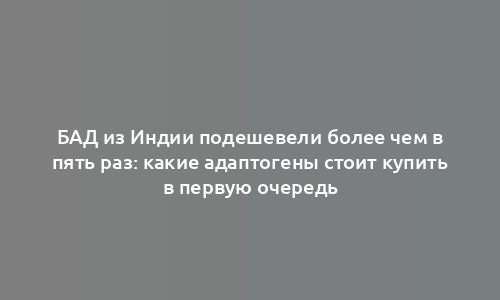 БАД из Индии подешевели более чем в пять раз: какие адаптогены стоит купить в первую очередь