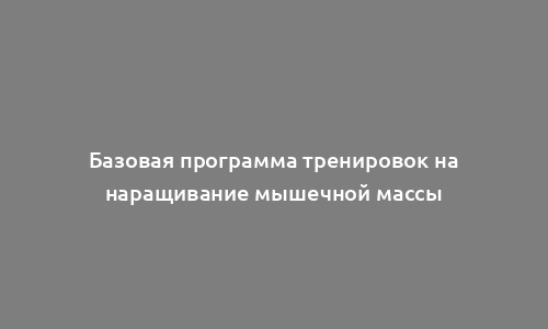 Базовая программа тренировок на наращивание мышечной массы